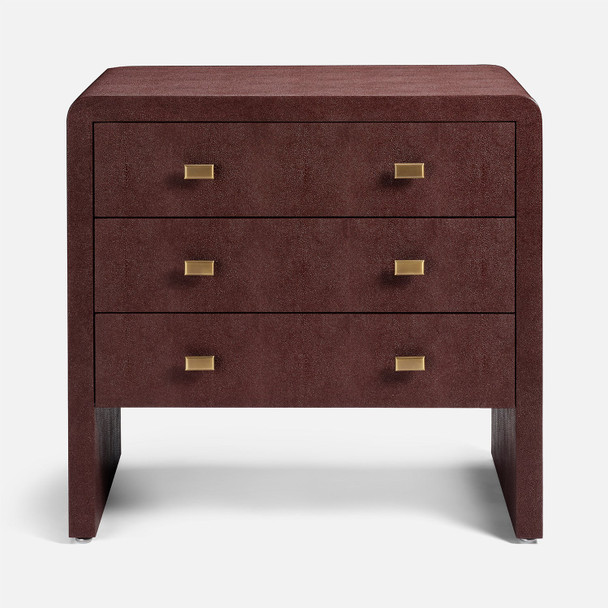 Harlow 30-Inch Nightstand - Oxblood Realistic Faux Shagreen