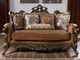 HD-555 Brown Cherry 3-Piece Classic European Upholstered Sofa Set