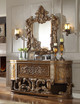 HD-8018 BED Antique Gold and Perfect Brown 4-Piece Traditional Bedroom Furniture Set