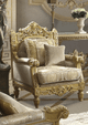 HD-2659 Metallic Gold 3-Piece Traditional Sofa Set