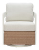 Gelo White & Brown Aluminum and Olefin Swivel Chair for Outdoor Use