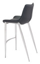 Magnus Black & Silver (Set of 2) Stainless Steel and Polyurethane Barstool