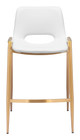 Desi White & Gold (Set of 2) Steel and Polyurethane Counter Stool