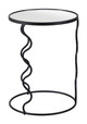 Bastia Black Glass and Steel Round Side Table
