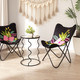 Bastia Black Glass and Steel Round Side Table
