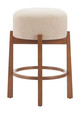Nade Beige & Walnut (Set of 2) Rubberwood and Polyester Counter Stool