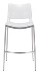 Ace White & Silver (Set of 2) Stainless Steel and Polyurethane Barstool