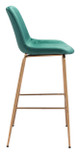 Tony Green & Gold Steel and Polyester Barstool