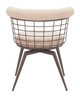 Saku Beige & Brown Steel and Polyester Swivel Dining Chair