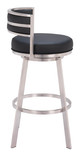 Gimsby Black Stainless Steel and Polyurethane Swivel Barstool
