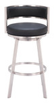 Gimsby Black Stainless Steel and Polyurethane Swivel Barstool