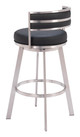 Gimsby Black Stainless Steel and Polyurethane Swivel Barstool