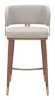 Brew Beige & Walnut Steel and Polyurethane Barstool