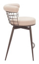 Saku Beige & Brown Steel and Polyester Swivel Counter Stool