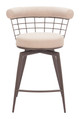 Saku Beige & Brown Steel and Polyester Swivel Counter Stool