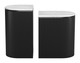 Ormara White & Black Natural Marble and Mango Wood Side Table Set