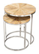 Bari Natural Mango Wood and Iron Round Nesting Table Set
