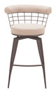 Saku Beige & Brown Steel and Polyester Swivel Barstool