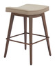 Divat Beige & Walnut (Set of 2) Steel and Polyurethane Counter Stool