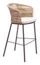 Freycinet Natural (Set of 2) Steel and Polyester Barstool for Outdoor Use