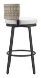 Midnight White Aluminum and Olefin Barstool for Outdoor Use