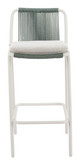 Luft White & Green (Set of 2) Aluminum and Olefin Barstool for Outdoor Use