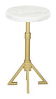 Maurice White & Gold Natural Marble and Iron Round Side Table