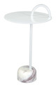 Will White Natural Marble and Iron Round Side Table