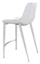 Magnus White & Silver (Set of 2) Stainless Steel Counter Stool