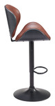 Meyane Brown Steel and Polyurethane Swivel Height-Adjustable Barstool