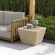 Antul White & Natural Acacia Wood and Aluminum Square Coffee Table