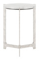 Barmas White & Silver Natural Marble and Aluminum Side Table