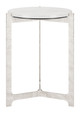 Barmas White & Silver Natural Marble and Aluminum Side Table