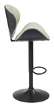 Meyane Gray Steel and Polyurethane Swivel Height-Adjustable Barstool