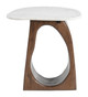 Vara White & Walnut Marble and Mango Wood Side Table