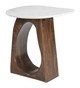 Vara White & Walnut Marble and Mango Wood Side Table