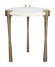 Rench White Natural Marble and Iron Round Side Table