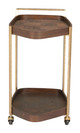 Stela Walnut Steel Bar Cart with Wheels