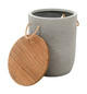 Biban Natural & Gray Super Poly-Stone and Acacia Wood Side Table