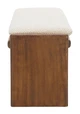 Lafa Beige Rubberwood and Polyester Bench