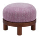 Gome Wisteria Purple Rubberwood and Polyester Ottoman