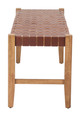 Bandani Brown Leather and Rubberwood Bench