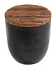 Duskan Natural & Black Pine Wood and Iron Storage Side Table