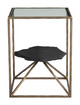 Ranol Brass Natural Marble and Glass Rectangular Side Table
