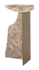 Surya Beige Natural Marble and Iron Side Table