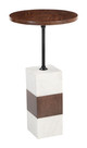 Stuk Brown & White Natural Marble and Mango Wood Round Side Table