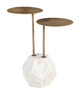Anten Brass & White Natural Marble and Iron Round Side Table