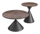 Rosk Walnut & Black Steel Round Coffee Table Set