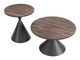 Rosk Walnut & Black Steel Round Coffee Table Set