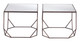 Arzon Bronze Glass and Steel Square Coffee Table Set